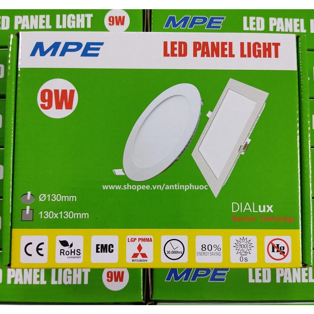 Đèn led âm trần siêu mỏng MPE 6w, 9w, 12w.