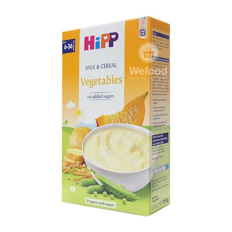 Bột ăn dặm hipp milk & cereal vegetables - rau củ tổng hợp .250gr