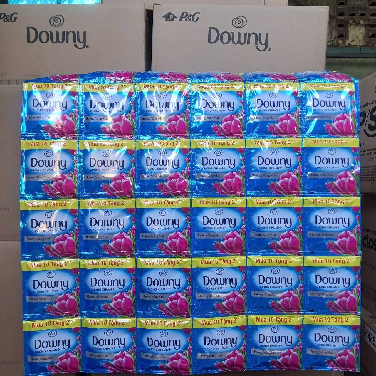 Combo 50 gói Nước xả vải Downy dây chống khuẩn 99.9% khử mùi ẩm mốc mùi hôi khói bụi lưu hương đến 12 tuần.