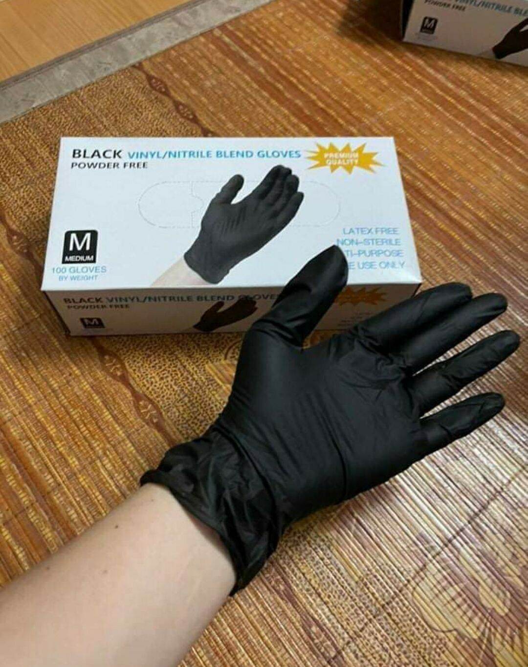 Găng tay y tế đen siêu dai, không bột (chuyên dụng trong phun xăm, spa,...)