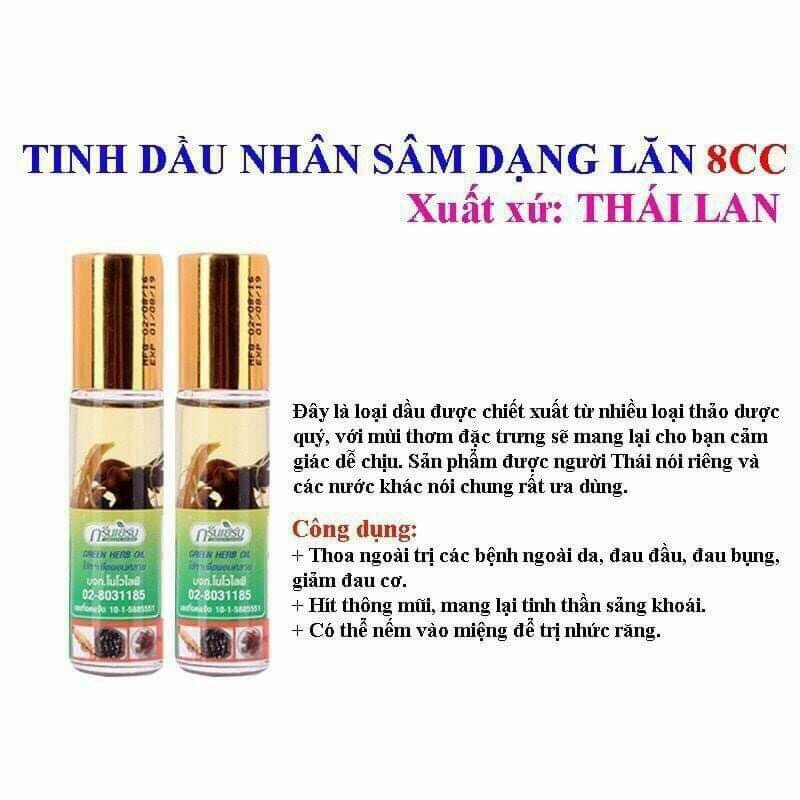 DầuThái Lan Sâm Thảo Dược Green Herb Oil - 8ml -[NÔNG TRẠI CẦU ĐẤT]