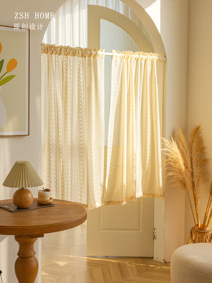 Pháp Vintage Thêu Ren Rèm Cửa Phân Vùng Trang Trí Rèm Cửa Sổ Nhỏ Gia Đình Sử Dụng Thương Mại Xử Lý T
