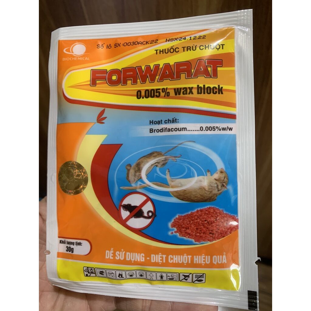 Thuốc chuột viên Forwarat gói 30g .. sạch đàn chuột hôi hám