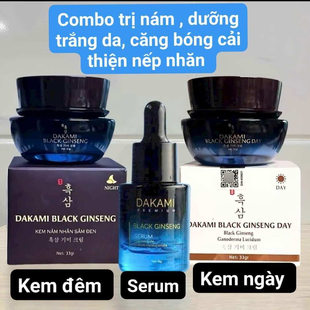 Kem Nám Sâm Đen Dakami ( combo ngày đêm tặng kèm sét kem mini)