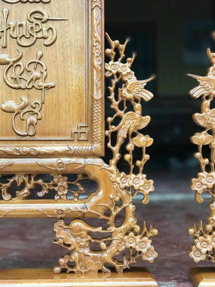 BỨC TRANH THỜ CỬU HUYỀN THẤT TỔ gỗ gụ
