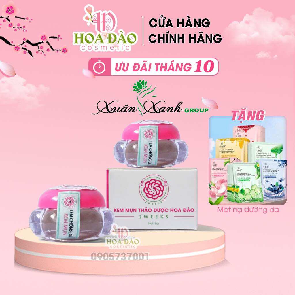 Kem mụn thảo dược Hoa Đào giảm mụn cám, mụn đầu đen, mờ vết thâm
