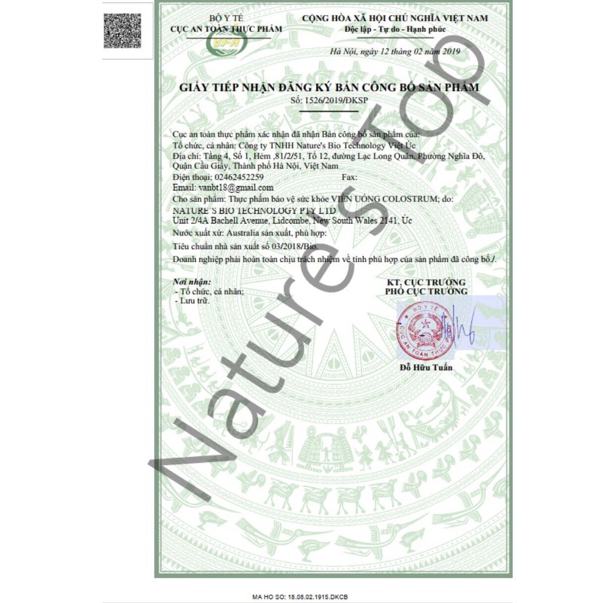Viên uống sữa non Úc Nature's Top Colostrum