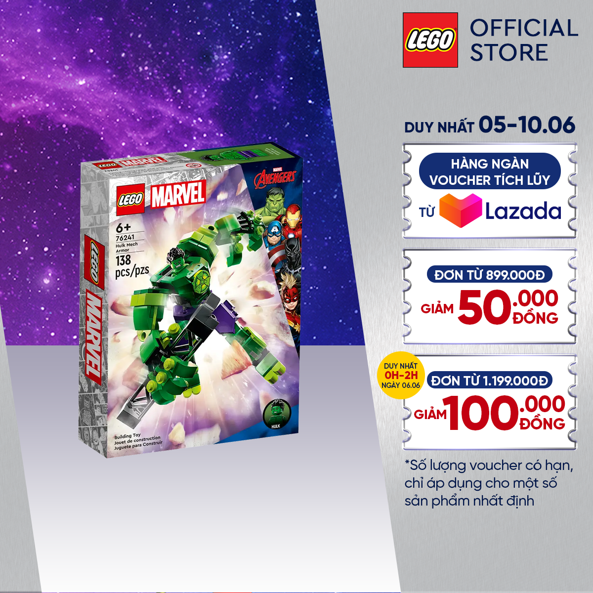 Lego super heroes marvel 76241 đồ chơi lắp ráp chiến giáp hulk