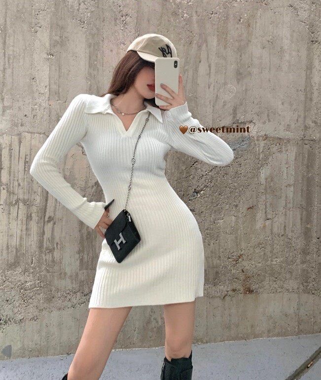 Đầm ôm body cổ trụ tay dài BDT1