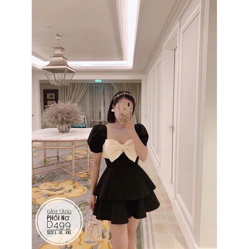 [Shop bigsize nữ 60kg-90kg] Set tiểu thư phối nơ sang chảnh