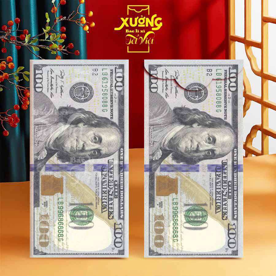 bao lì xì đô la Usd, bao lì xì tết 2024