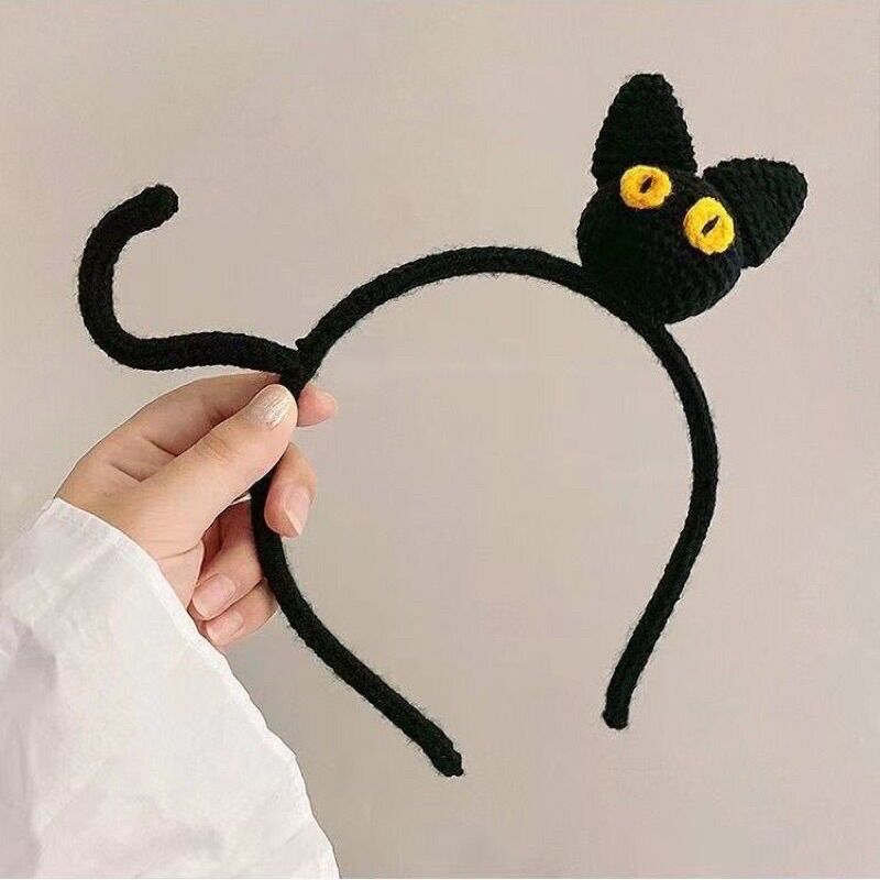 Bờm tóc cài tóc mèo đen thêu mắt vàng cute dễ thương