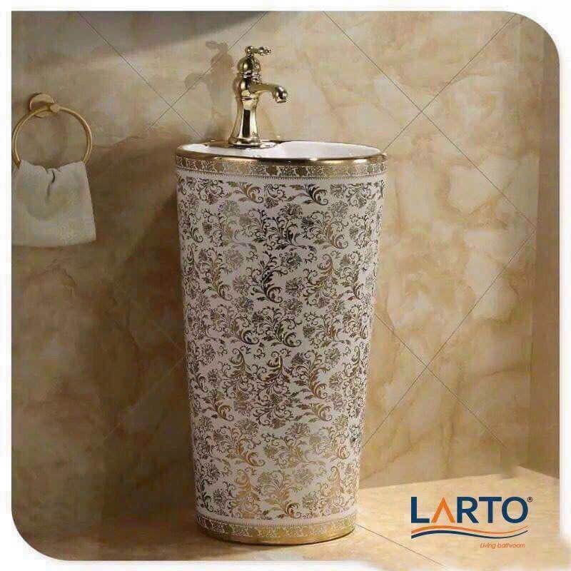 Lavabo trụ đứng LARTO 8026_8027. LAVABO trụ đứng nguyên khối hoạ tiết tân cổ điển. lavabo chậu rửa k