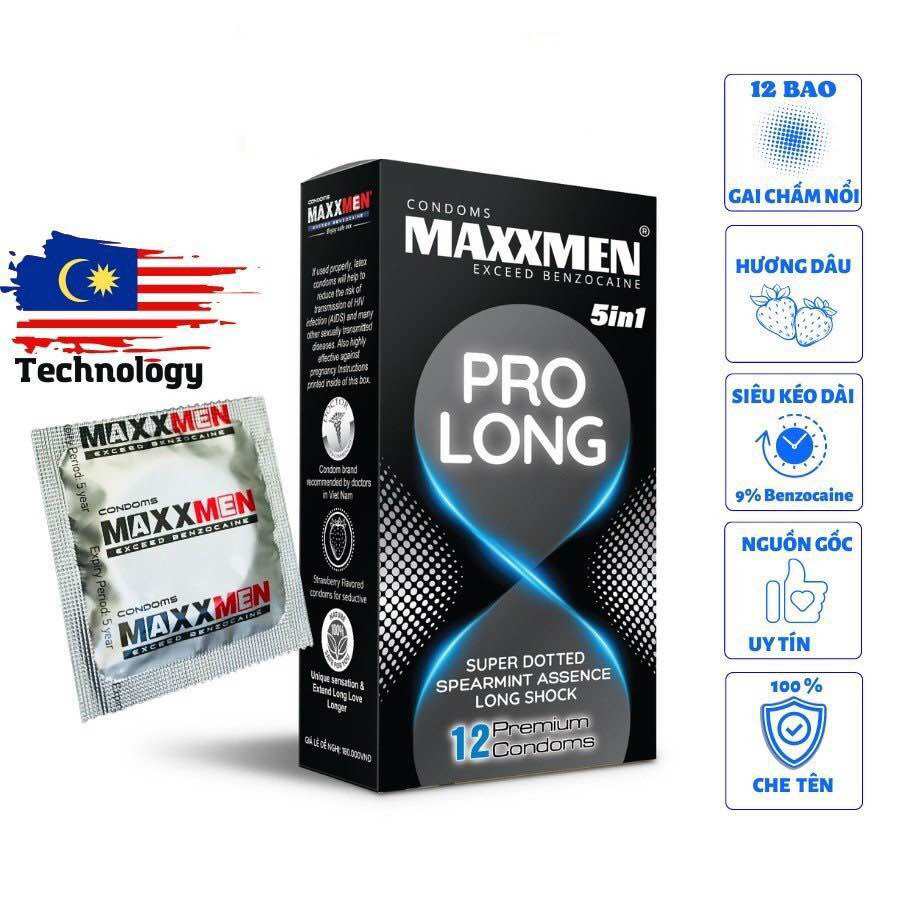 Bao cao su MAXXMEN 5in1 PROLONG Kéo dài thời gian Gân gai Siêu mỏng
