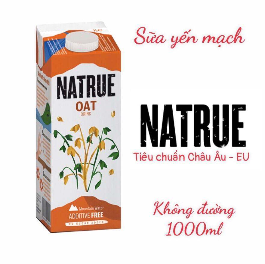 Sữa hạt NATRUE vị Yến mạch nguyên chất không đường - Tiêu chuẩn Châu Âu 1000ml