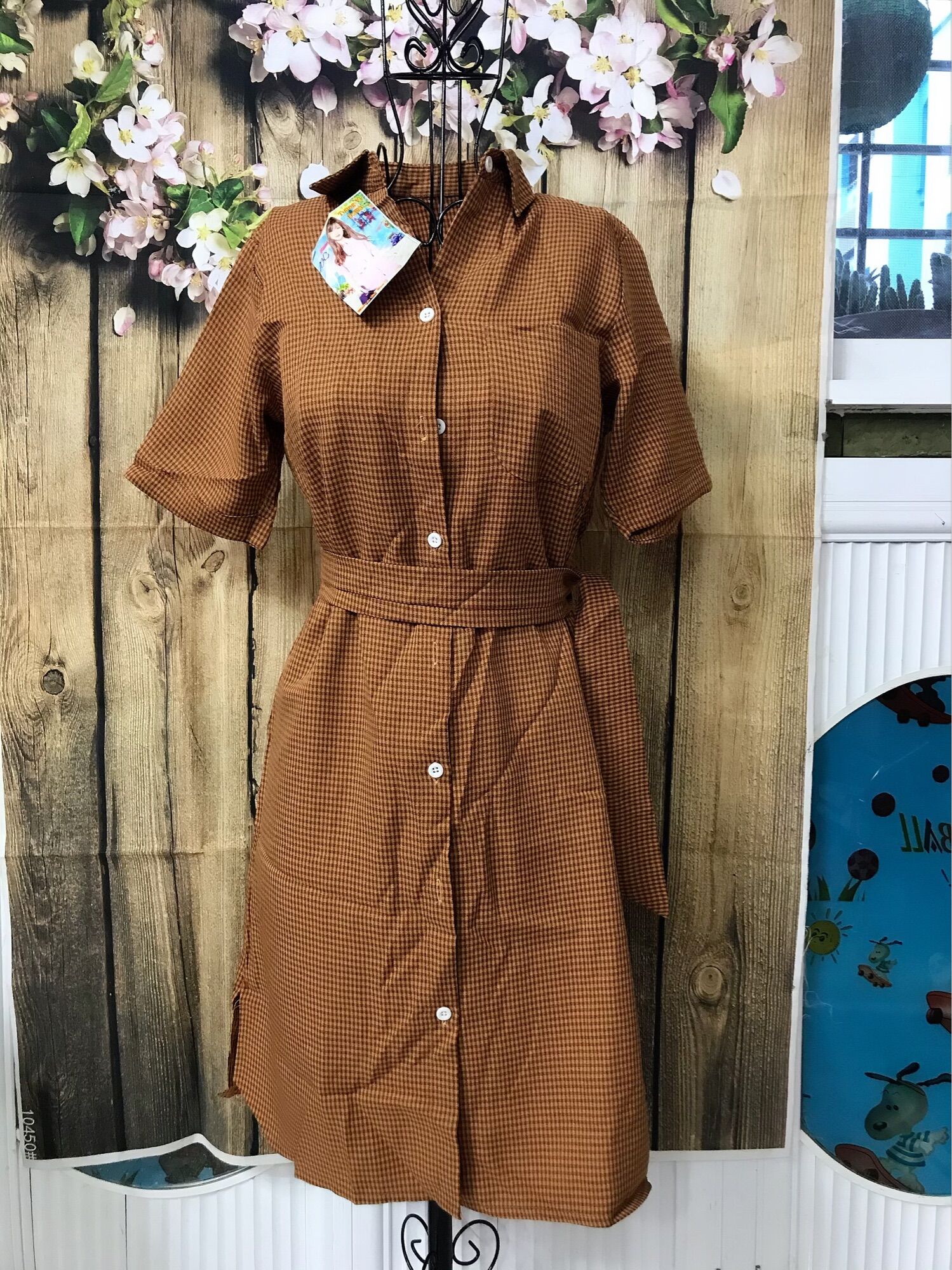 Đầm sơ mi size 40-55 kí ( có dây thắt eo )
