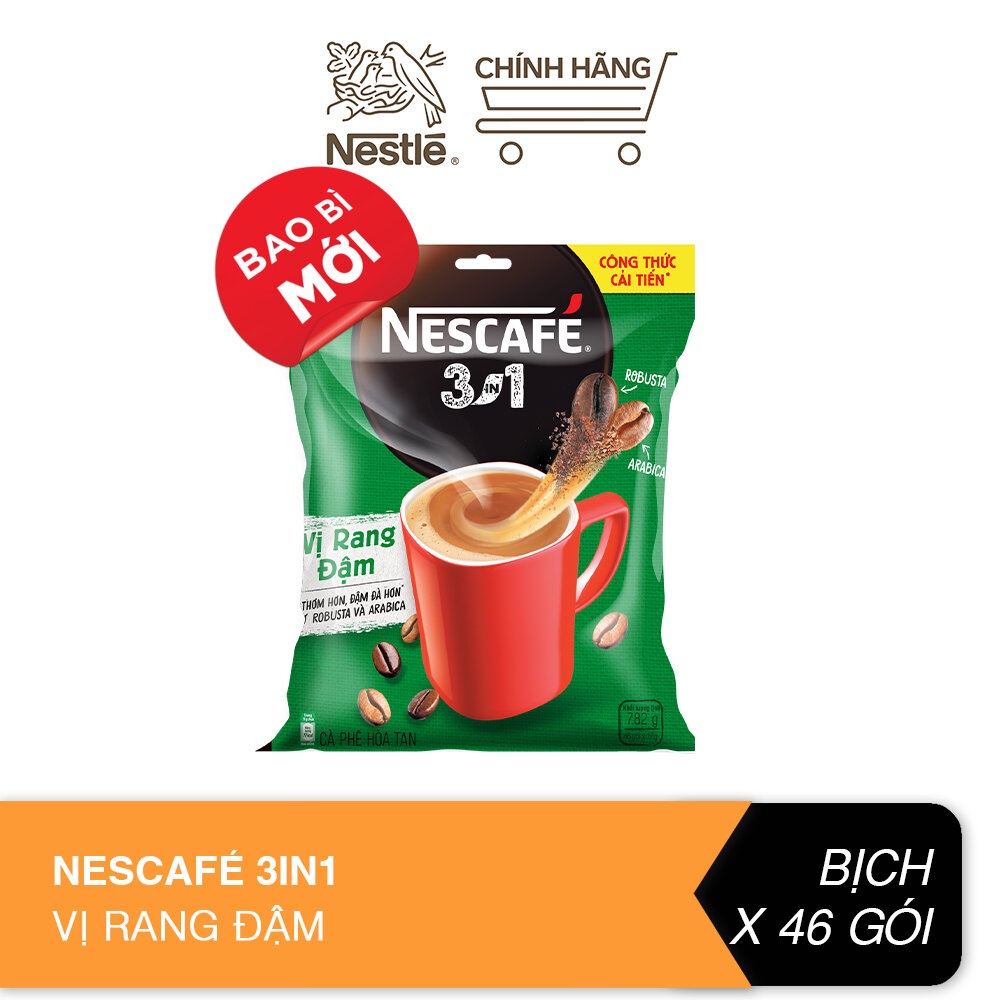 Cà phê rang xay hòa tan NESCAFE 3in1 (Bịch 46 gói x 17g)