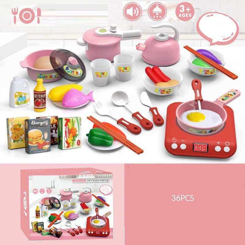 Bộ Đồ Chơi Nấu Ăn 36 Món Cho Bé, bộ đồ chơi nhà bếp cho bé, trò chơi nấu ăn, đồ chơi cho bé nhiều mẫu