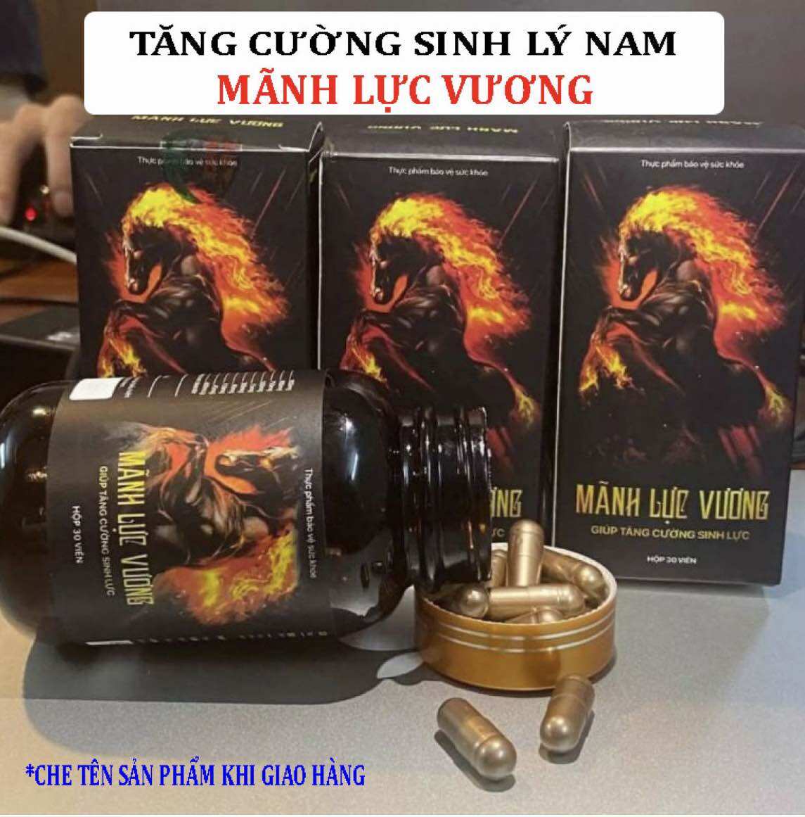 Viên uống Tăng Cường Sinh Lý Mãnh Lực Vương, Giảm Xuất Tinh Sớm, bổ thận tráng dương tăng cường sinh lực, che tên khi giao hàng