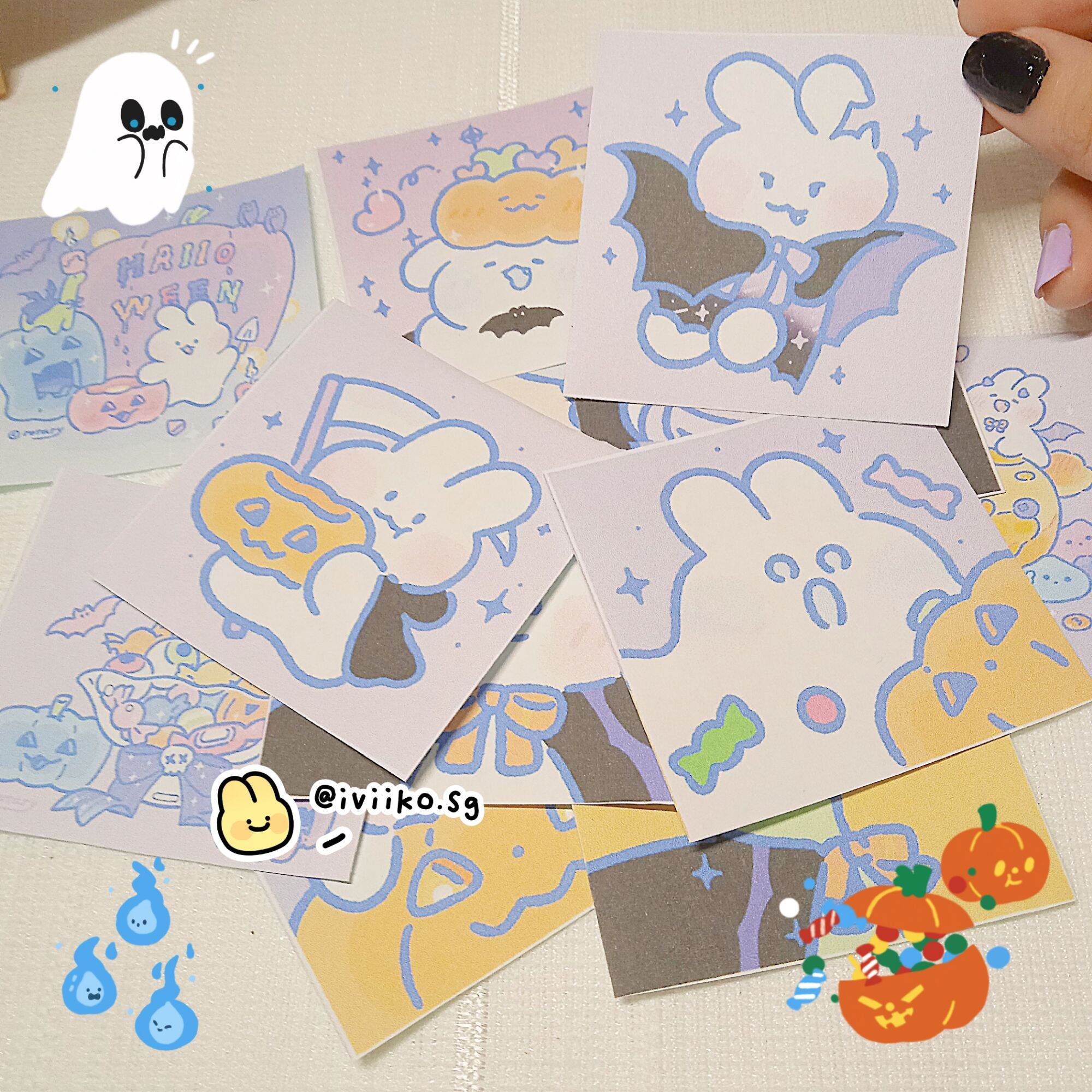 Set 12 sticker Halloween & Thỏ (6,5x6,5cm) | IVI IKO
