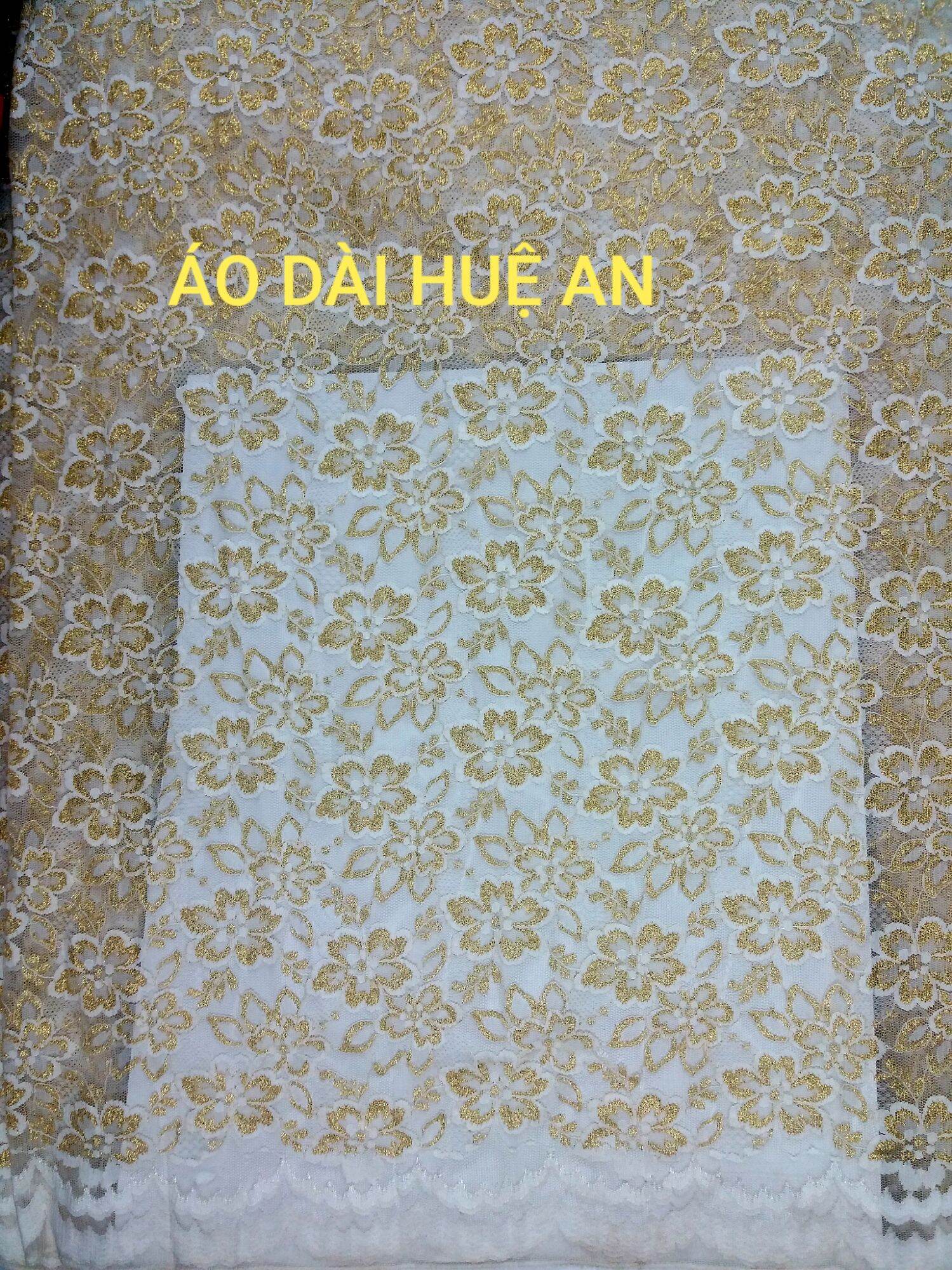Ren chỉ trắng dệt kim tuyến vàng kim mềm mại, đanh đẹp, may áo dài, váy đầm.... đơn vị tính 1m