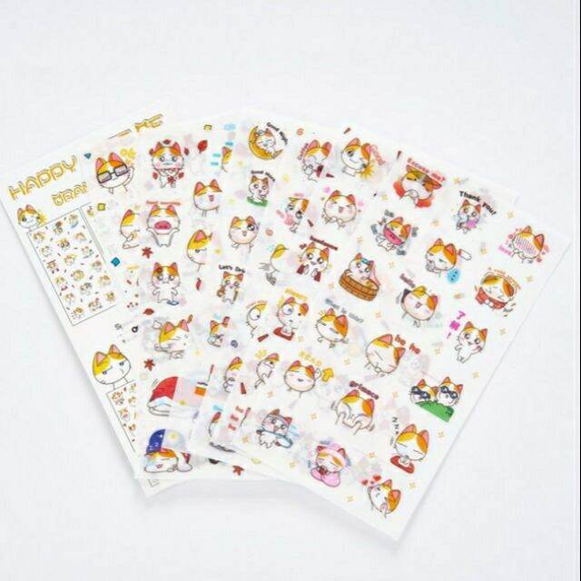 Set 6 tấm sticker mèo dán trang trí