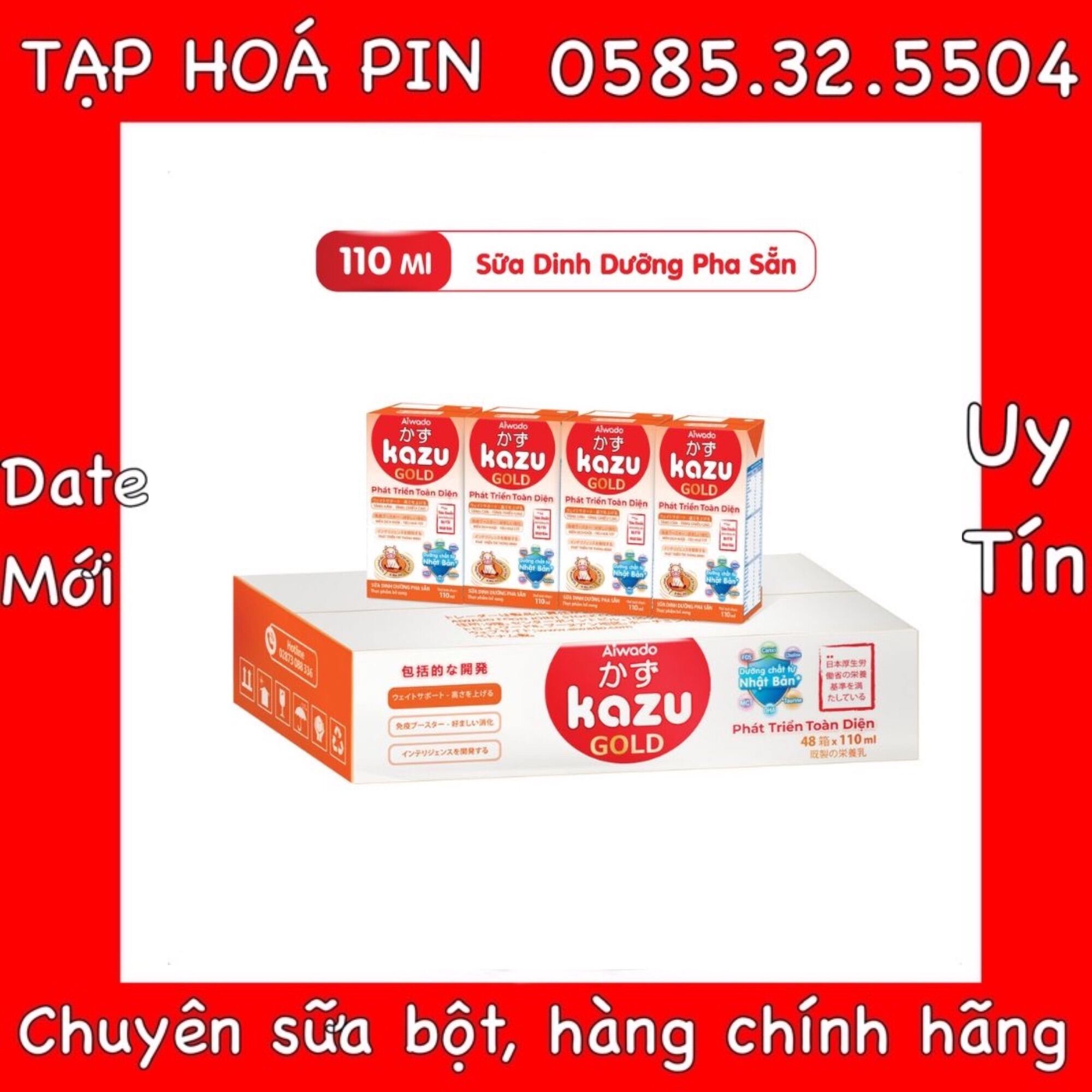 Thùng 48 hộp sữa bột pha săn kazu gold 110ml