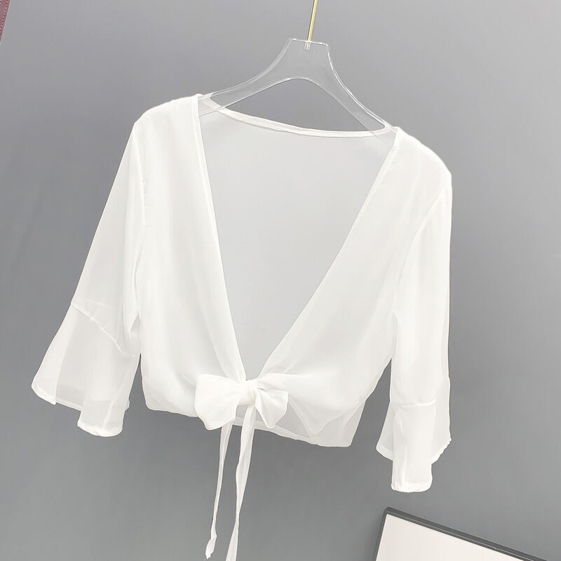 Áo Len Cardigan Ngắn Bằng Vải Voan Che Nắng Mùa Hè Cho Nữ Áo Khoác Ngoài Mỏng Áo Sơ Mi Nữ Áo Khoác N
