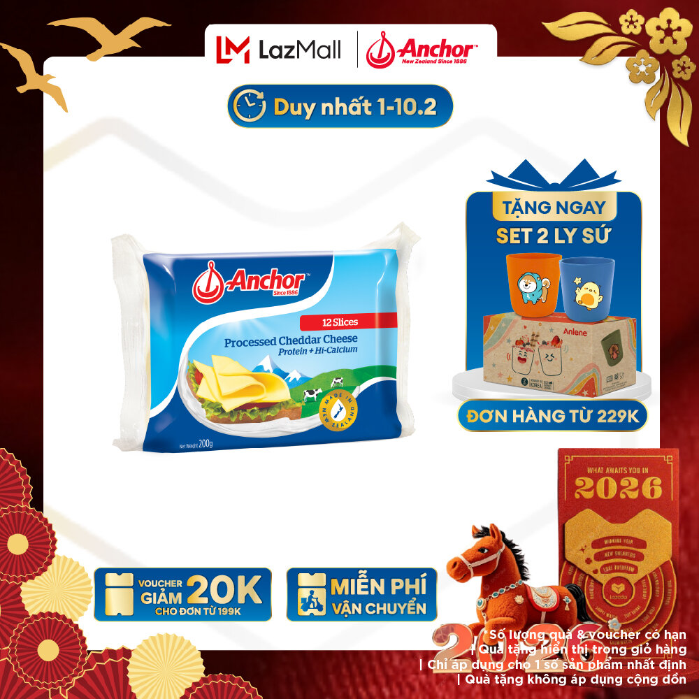 [GIAO HÀNG HỎA TỐC - HCM] Phô Mai Lát Anchor Cheddar 200G (12 Miếng)