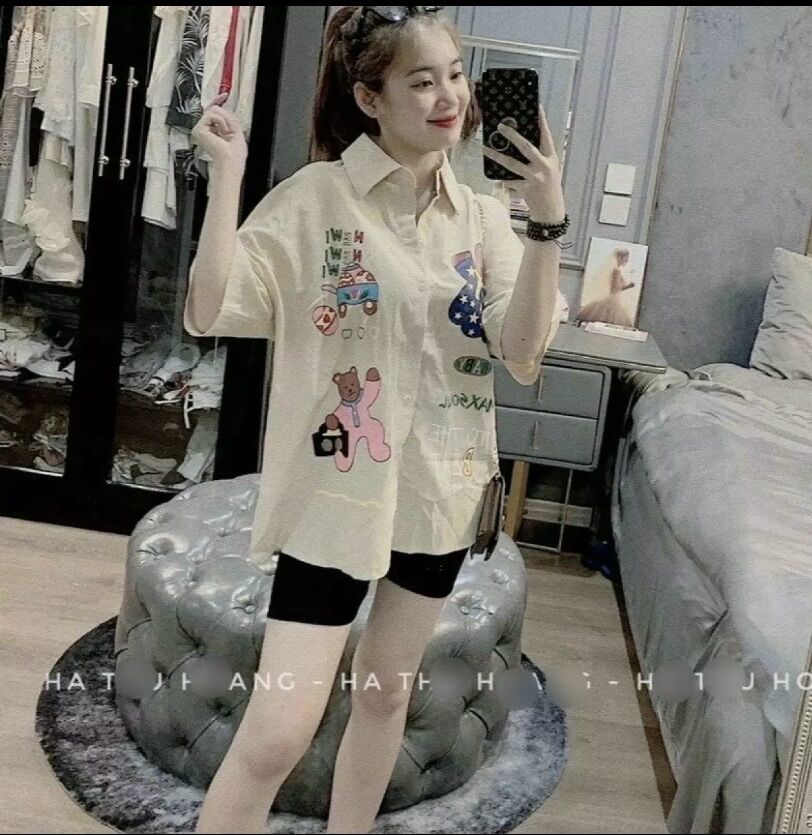 Set sơmi+quần ngố hot girl