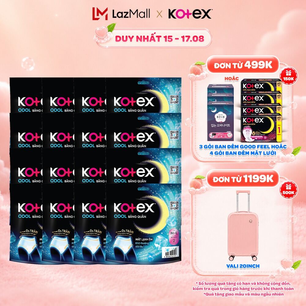 Thùng 16 gói Băng vệ sinh Kotex Dạng Quần Cool cỡ M/L 2 Miếng