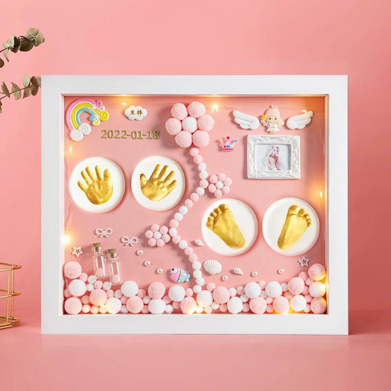 ( In ảnh miễn phí ) Size 33x38 Khung in dấu chân tay Bé