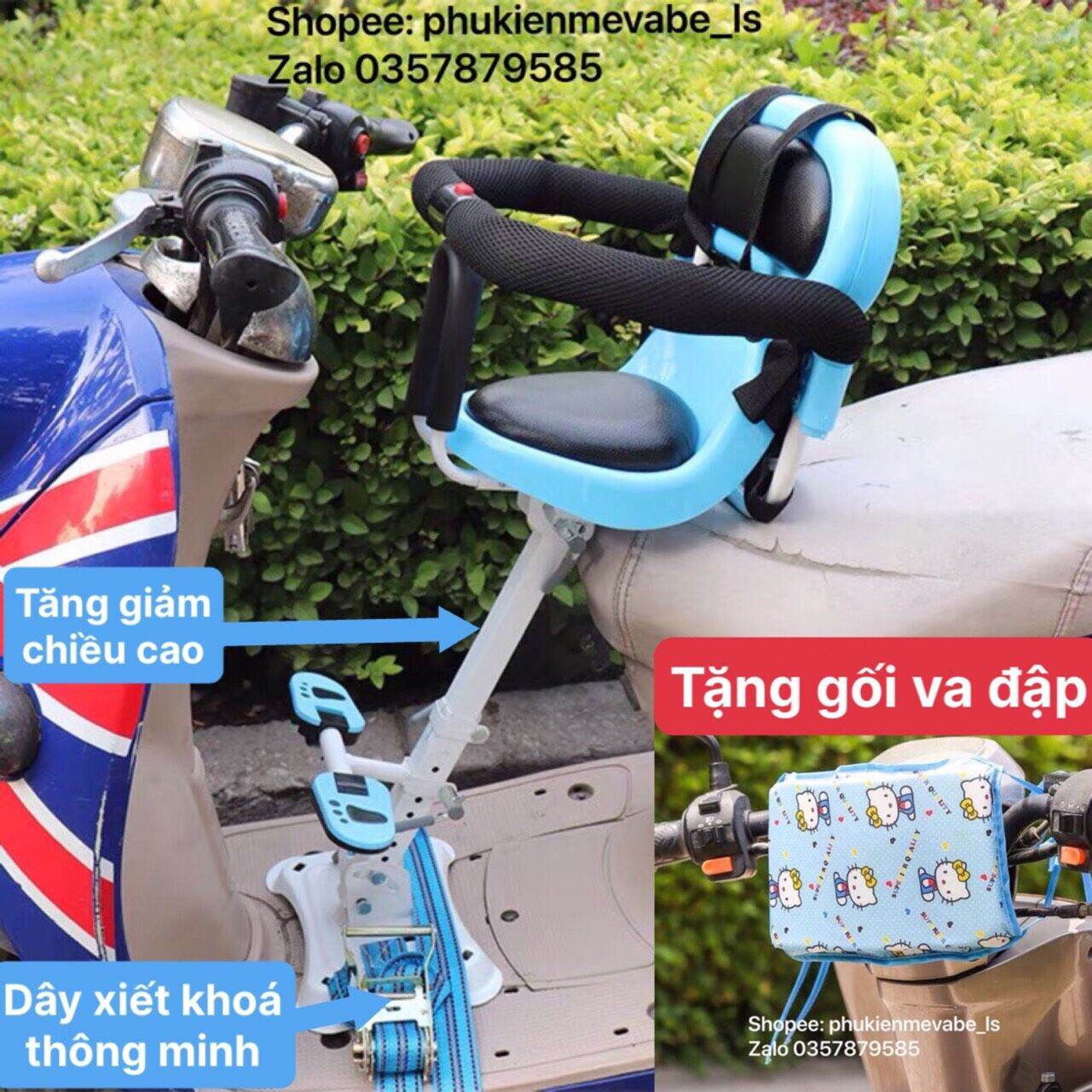 Ghế ngồi xe máy , xe máy điện nâng hạ chiều cao,xoay ngả 60 độ