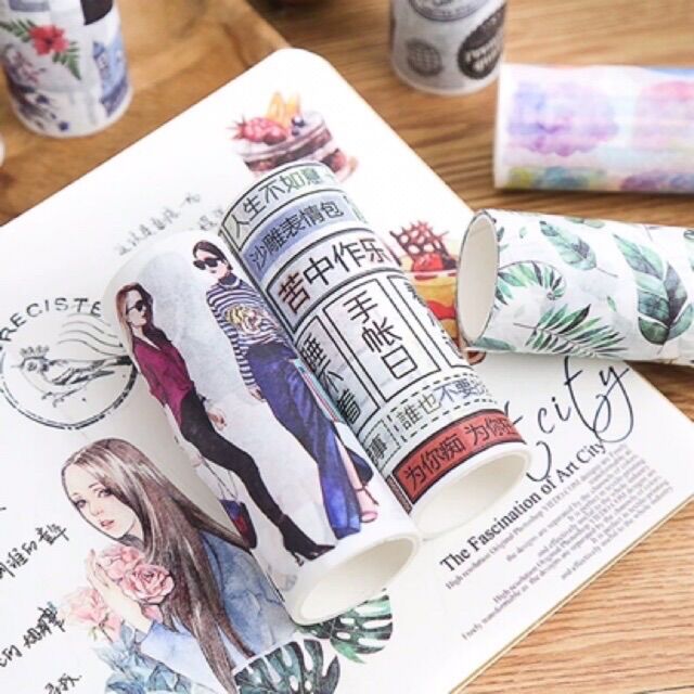 Washi tape trang trí nhiều phong cách, 10cm 🌿