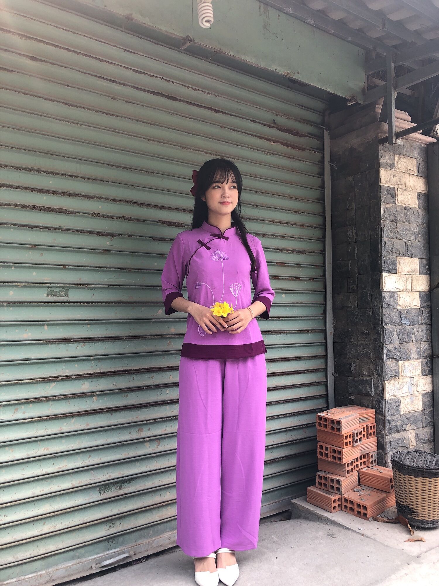 Set đồ lam đi chùa đũi cổ tàu