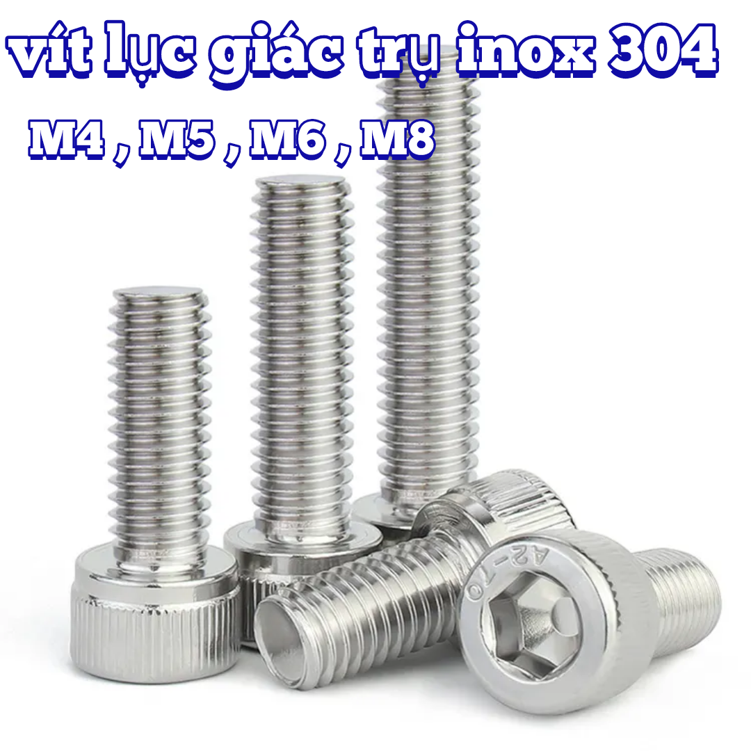 Bulong lục giác chìm inox 304 đường kính m5 , m6 , m8 ,chọn mua kt chiều dài và số lượng theo phân loại ,mua 50 con sẽ rẻ hơn