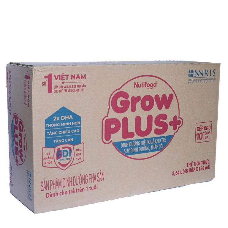 Sữa pha sẵn Nutifood Growplus Đỏ 180ml (48 hộp dành cho trẻ trên 1 tuổi)