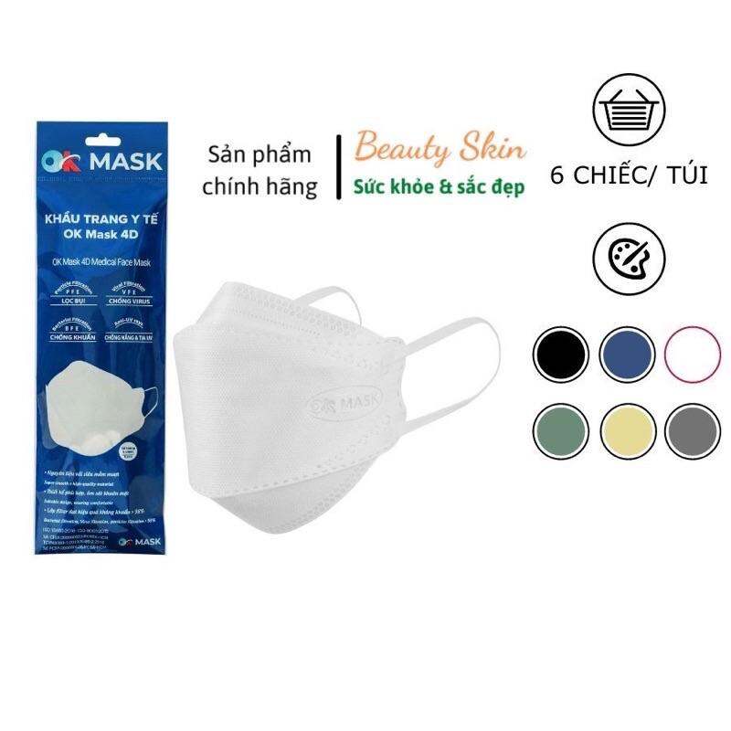 Khẩu Trang Y Tế OK Mask 4D Cao Cấp - Bịch 6 chiếc