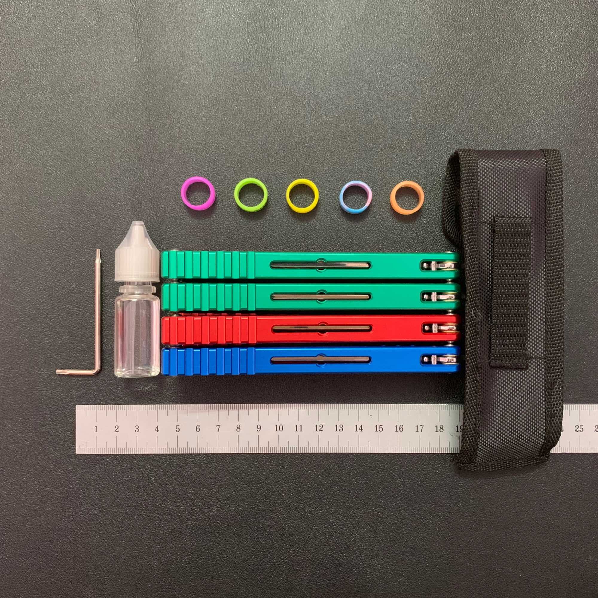 MadKo Thước nhôm đo góc tập xoay balisong nhiều màu sắc tặng kèm phụ kiện bảo dưỡng balisong