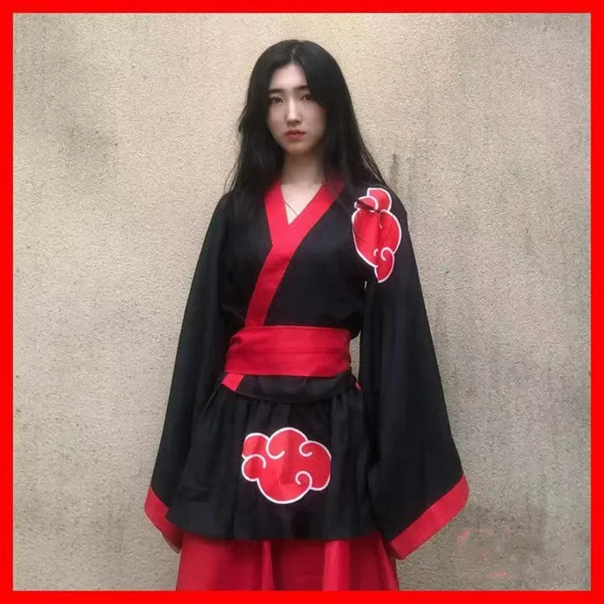 Áo khoác kimono Japo Cosplay Fantasias Vermelho Nuvem Thiết Kế Anime Natuto Yukata Haori Saia Samurai Gueixa Dành Cho Nữ Halloween Trò Chơi