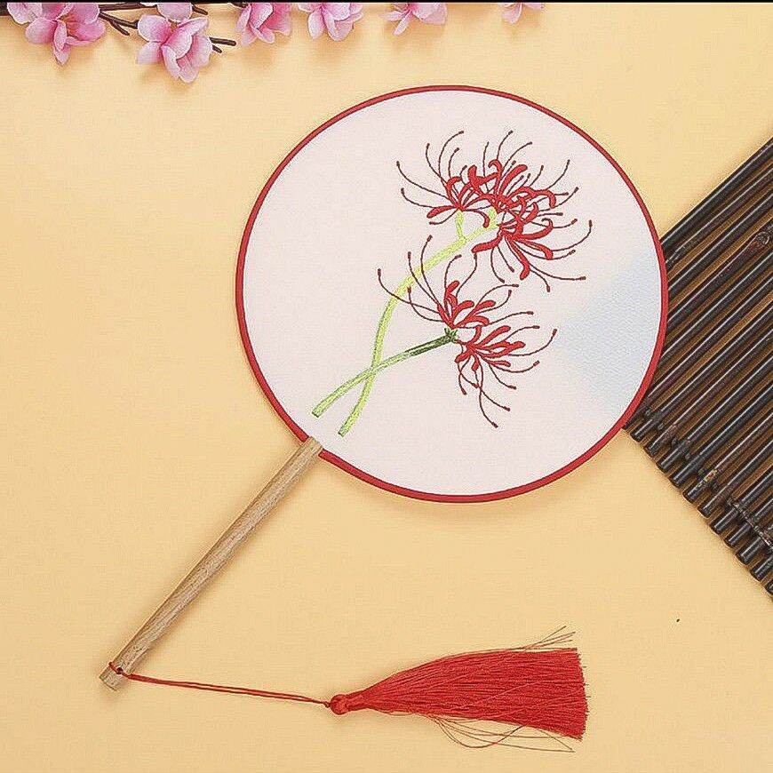Quạt tròn thêu quạt thêu cổ trang (nhiều mẫu)