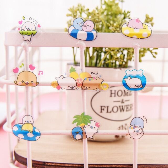 1 set (gồm 6 miếng) stickers hình bé Mamegoma dễ thương