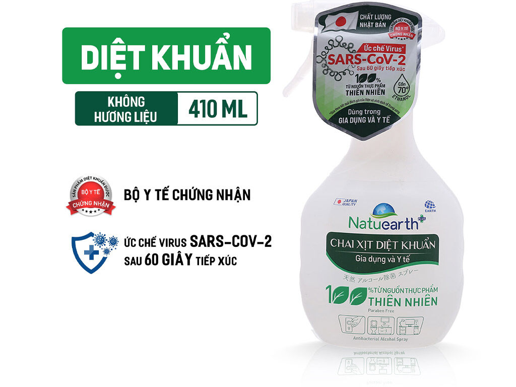 Cồn Xịt Diệt Khuẩn Natuearth Plus 410ml