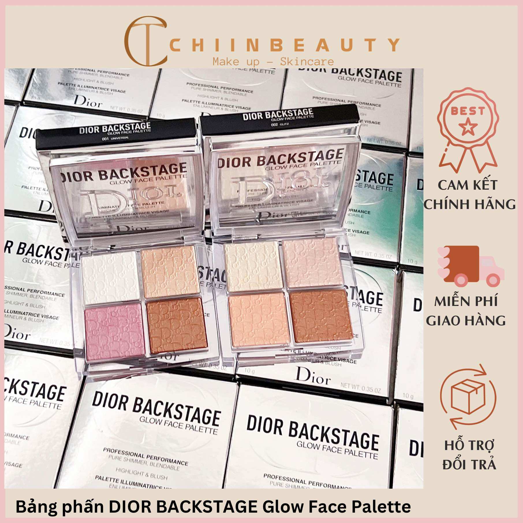 Bảng phấn bắt sáng DIOR 001, 002 - Dior Backstage Glow Face Palette Highlighter cho khuôn mặt rạng rỡ