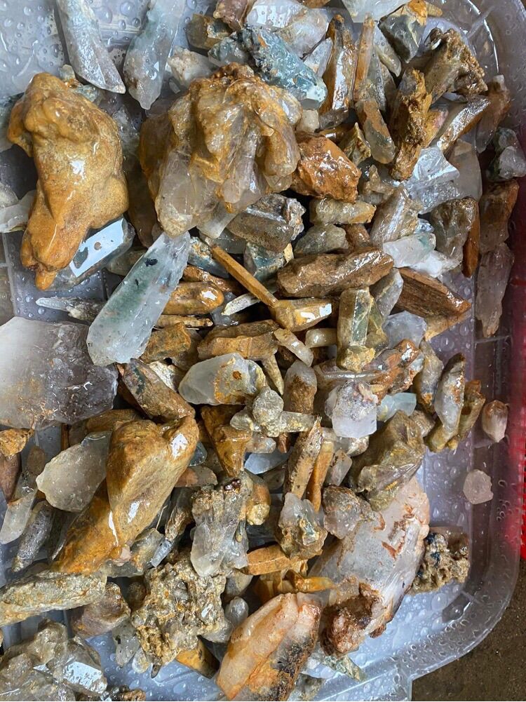 100gr Đá Thô Thạch Anh Tóc Vàng ; Tóc Đỏ; Tóc Bạch Kim; Tóc Xanh..