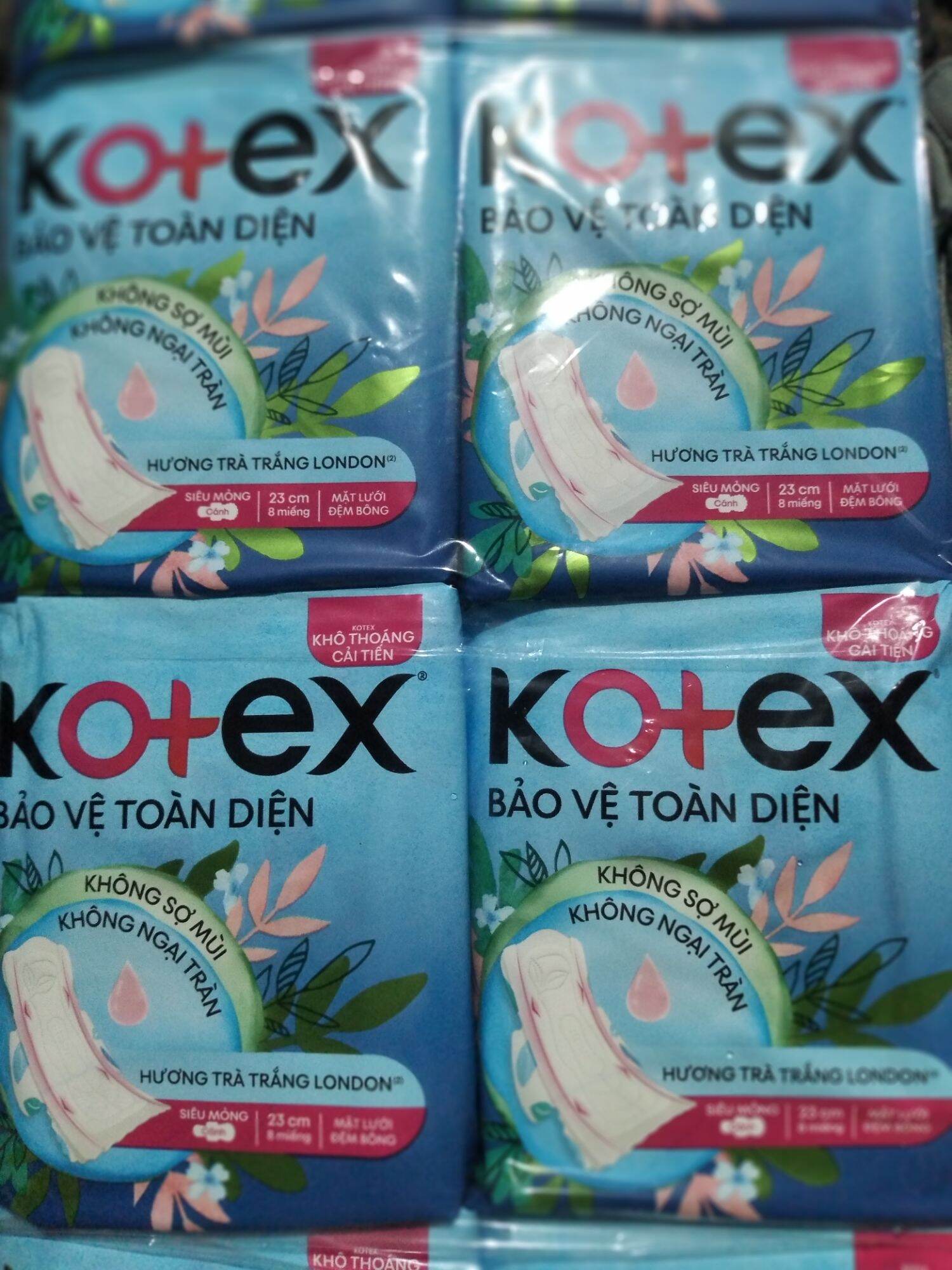 lốc 8goi 64miêng băng vệ sinh kotex siêu mỏng cánh thấm hút nhanh khô