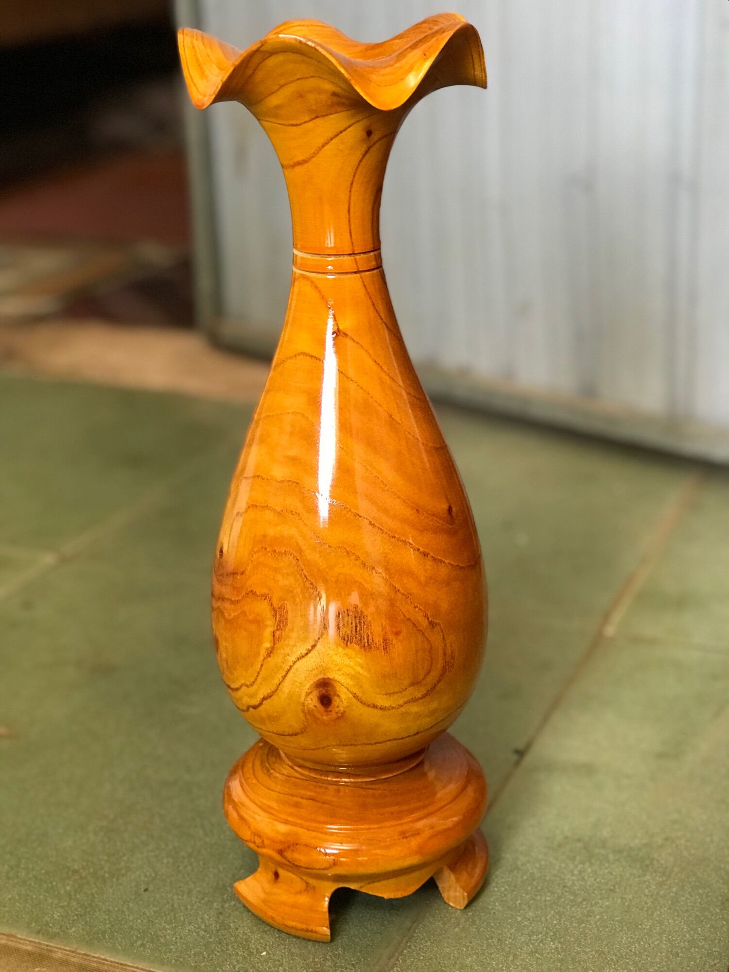 Lục bình Một cặp bình hoa gỗ xoan đào đẹp kt 13cm*40cm tỳ bà là em