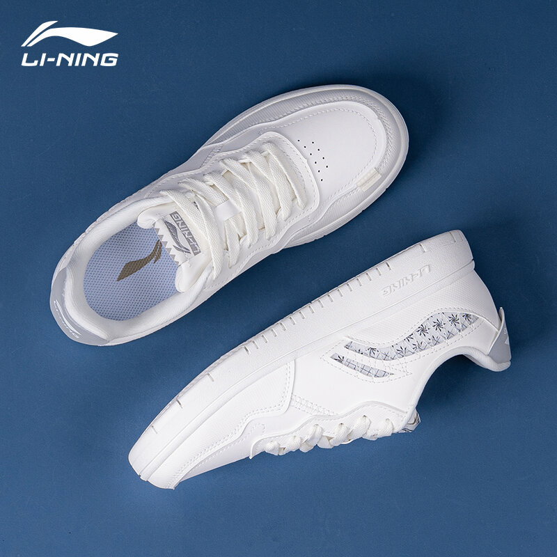 Giày nữ li-ning giày đế bằng giày mặt da mẫu mới mùa hè giày thường ngày màu trắng giày trắng giày thể thao mẫu nữ