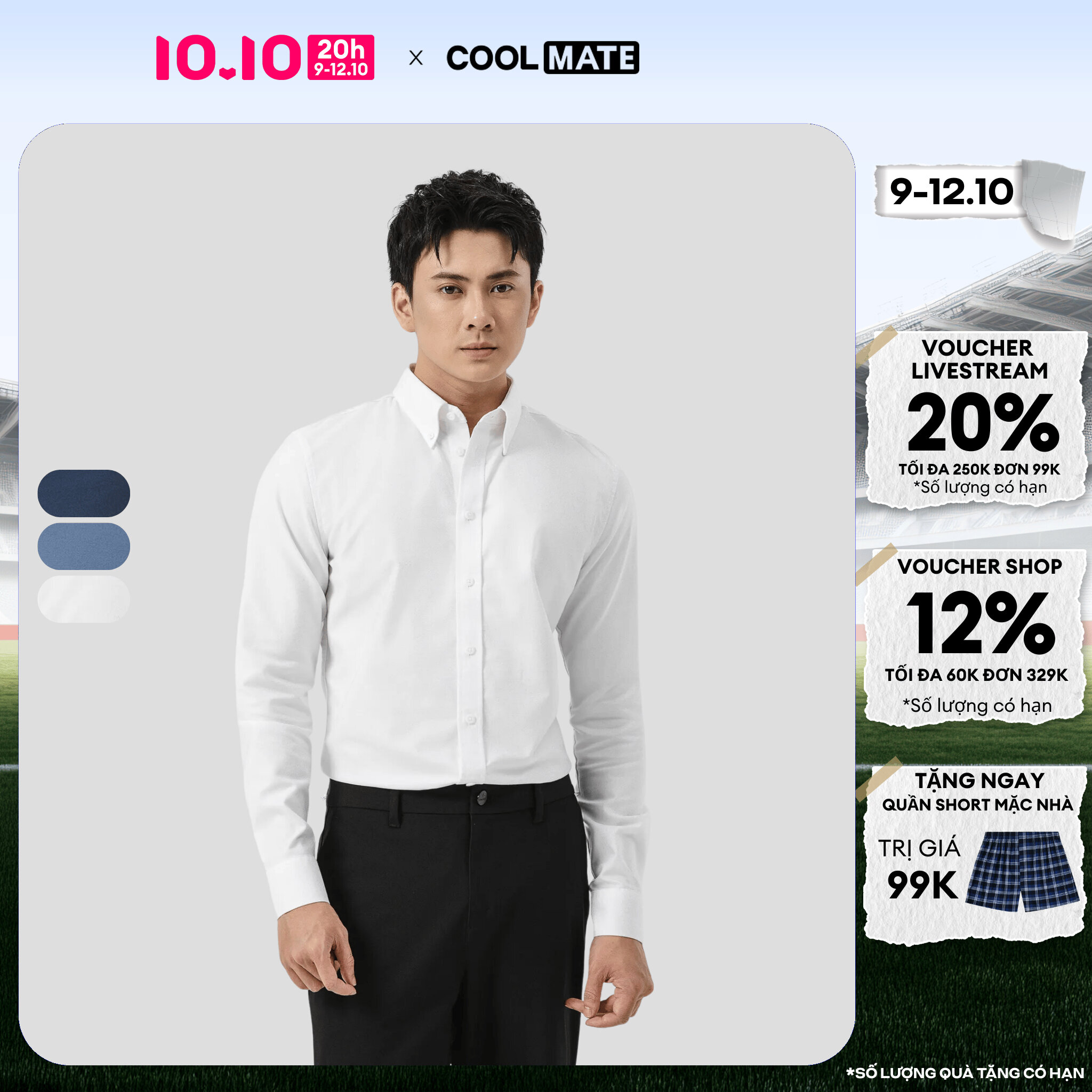 [CHỈ 20H 9-12.10 TẶNG QUẦN SHORT]Áo sơ mi dài tay Oxford Premium thoáng khí, mềm mại chống nhăn - Coolmate