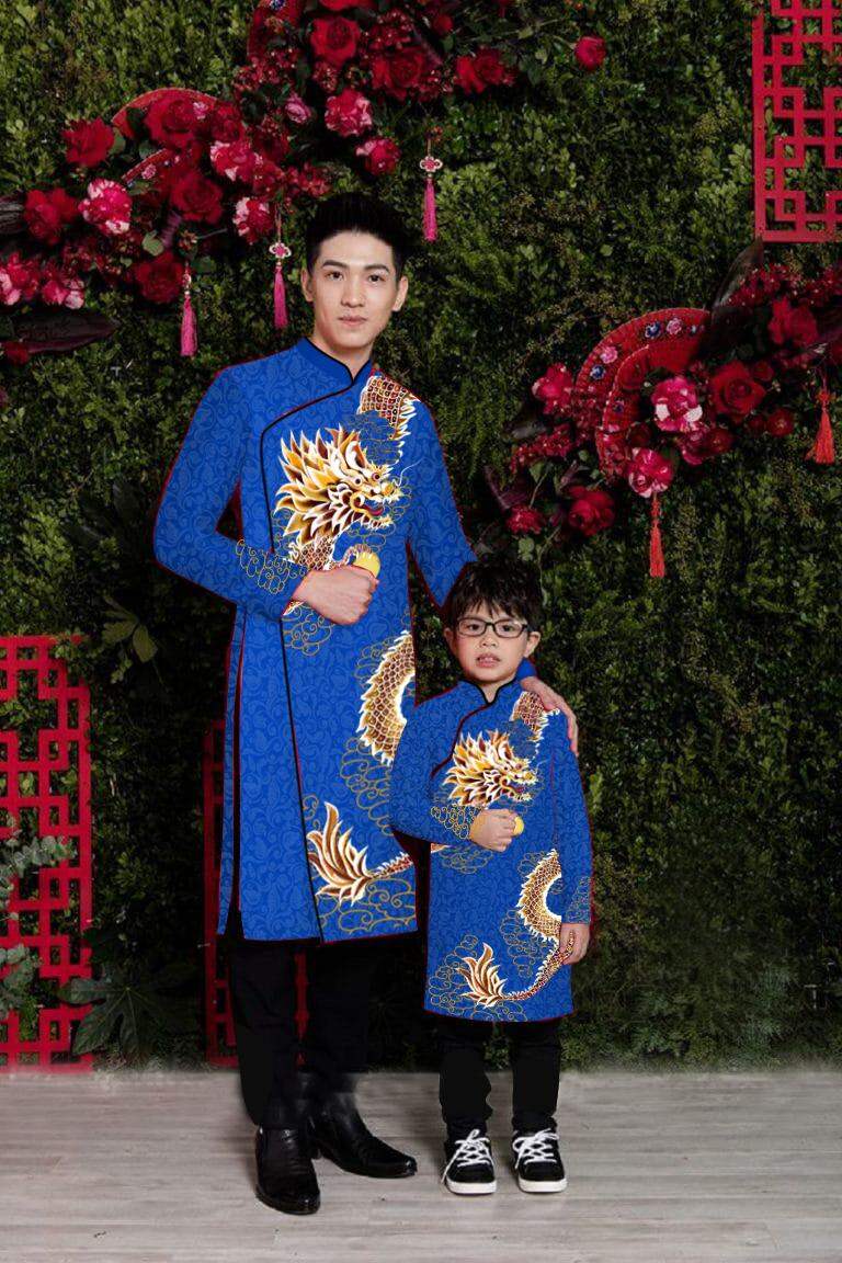 Modernized Ao Dai with Brocade Fabric from Thong Hai